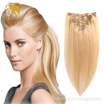 Unprocessed Remy Cheap Blonde 613# 100% Human Hair Clip In Hair Extension